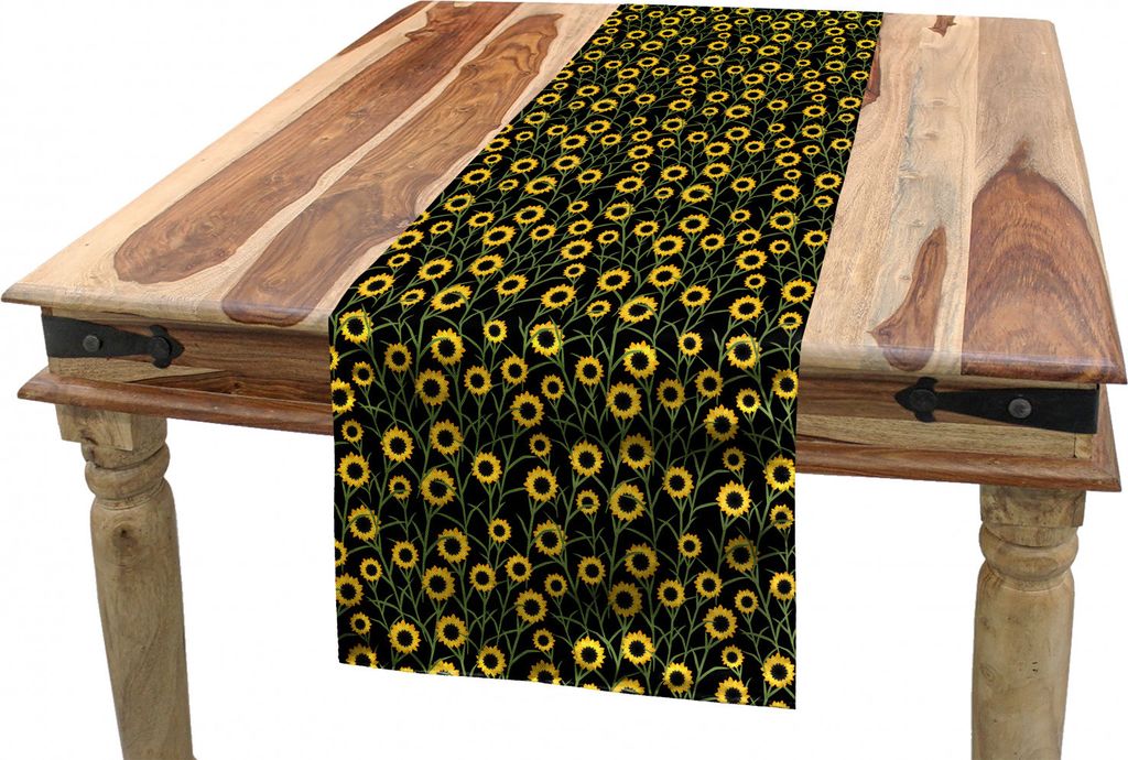 ABAKUHAUS Sommer Tischläufer, Blühende Sonnenblumen Garten, Esszimmer Küche Rechteckiger Dekorativer Tischläufer, 40 x 300 cm, Erde Gelb und Sc...