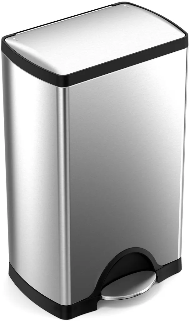 Grande poubelle de terrasse et cuisine 38L simplehuman inox argent