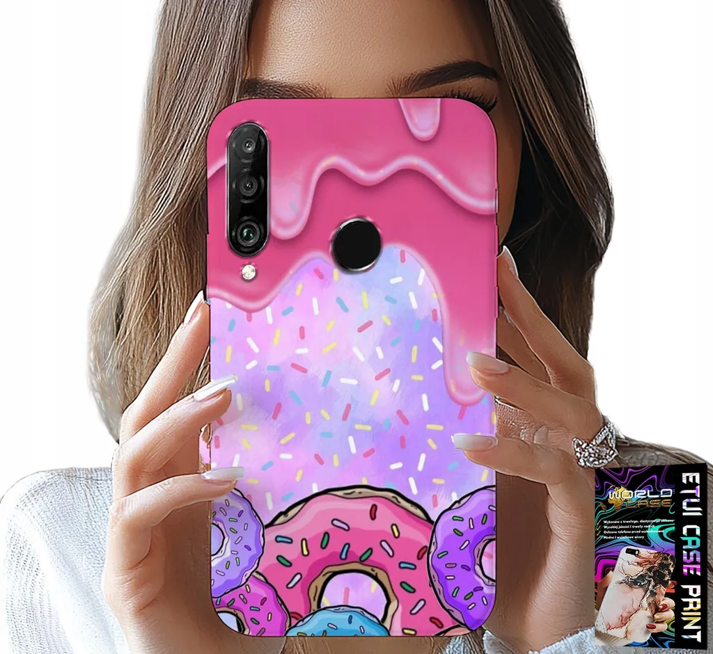 Custodia Per Huawei P30 Lite - Ciambelle Dolci Con Glassa Sullo Sfondo + Vetro