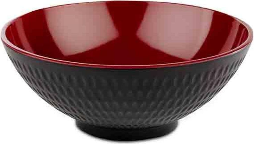 APS 15420 Schale ASIA PLUS, Ø 20 cm, Höhe 8 cm, 1,1 Liter, Melamin, schwarz matt/rot glänzend