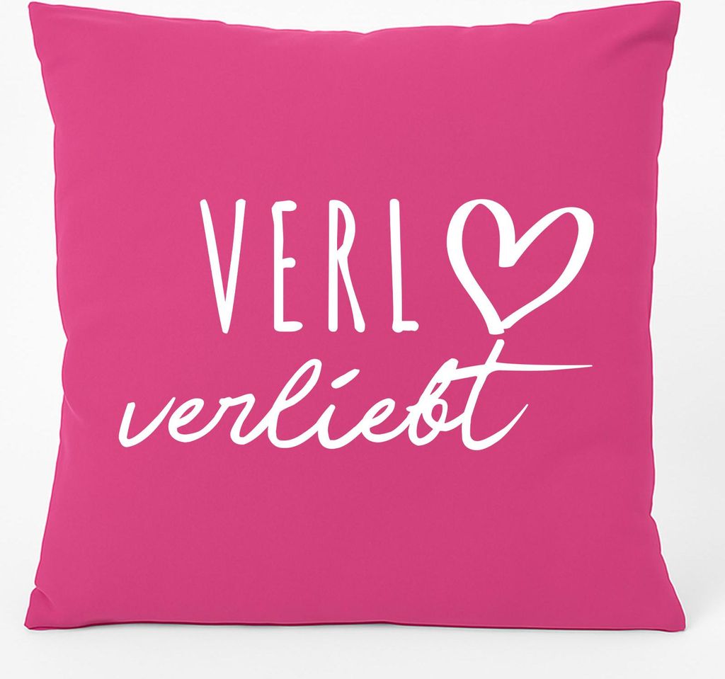Huuraa Kissen Verl verliebt 40x40cm mit Füllung Fuchsia Baumwolle Dekokissen Geschenkidee