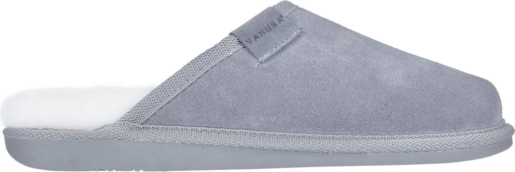 Vanuba - Damen Hausschuhe Moderne Pantoffeln Echtleder Lammfell Natur Wolle D016 Grau-Weiß, Größe 38 EU