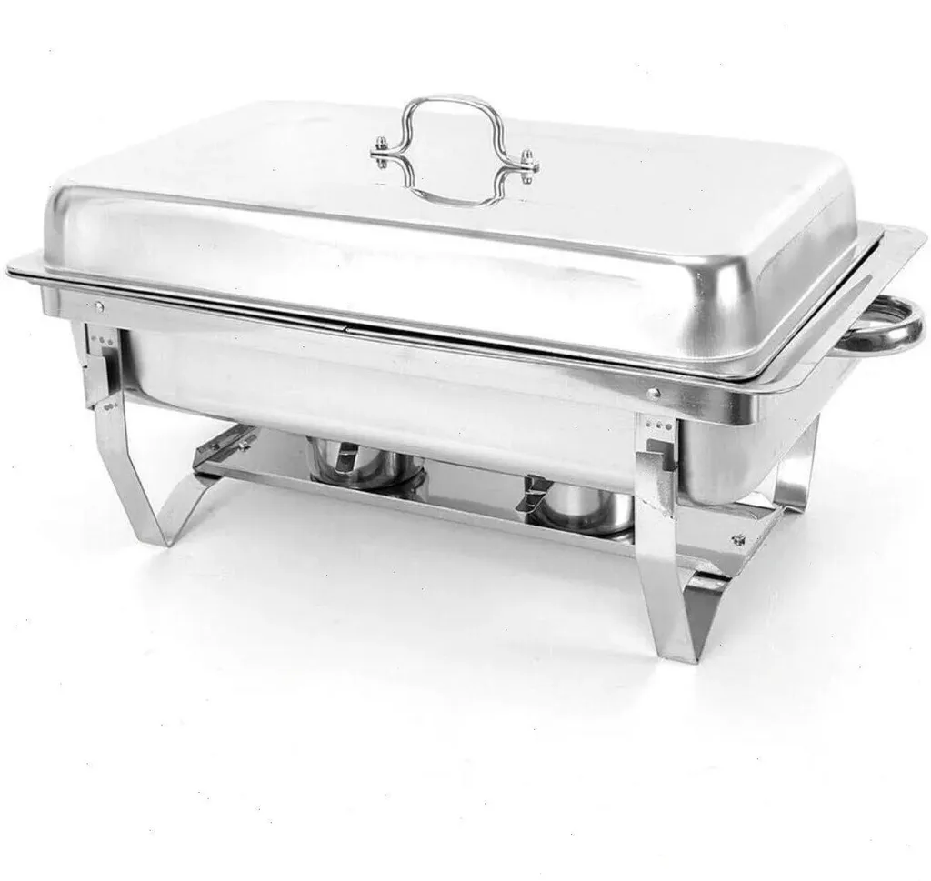 Chauffe-plat Bain-Marie 7,5 Litres Argenté avec 2 Bacs Gastronormes Inox