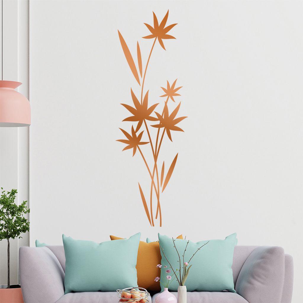 Schilf mit Schmetterling Wandtattoo in 6 Größen - Wandaufkleber Wall Sticker - Dekoration, Küche, Wohnzimmer, Schlafzimmer, Badezimmer