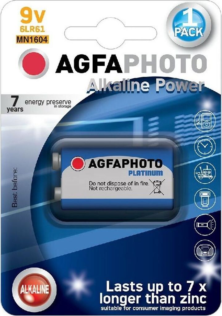 1X Bateria Agfaphoto 9V Lr61 6Lr61 Alkaliczna 6F22
