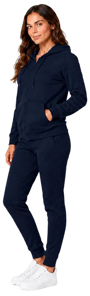Damen Jogginganzug einfarbig 100% Baumwolle 586 Navy XL Produktbild 