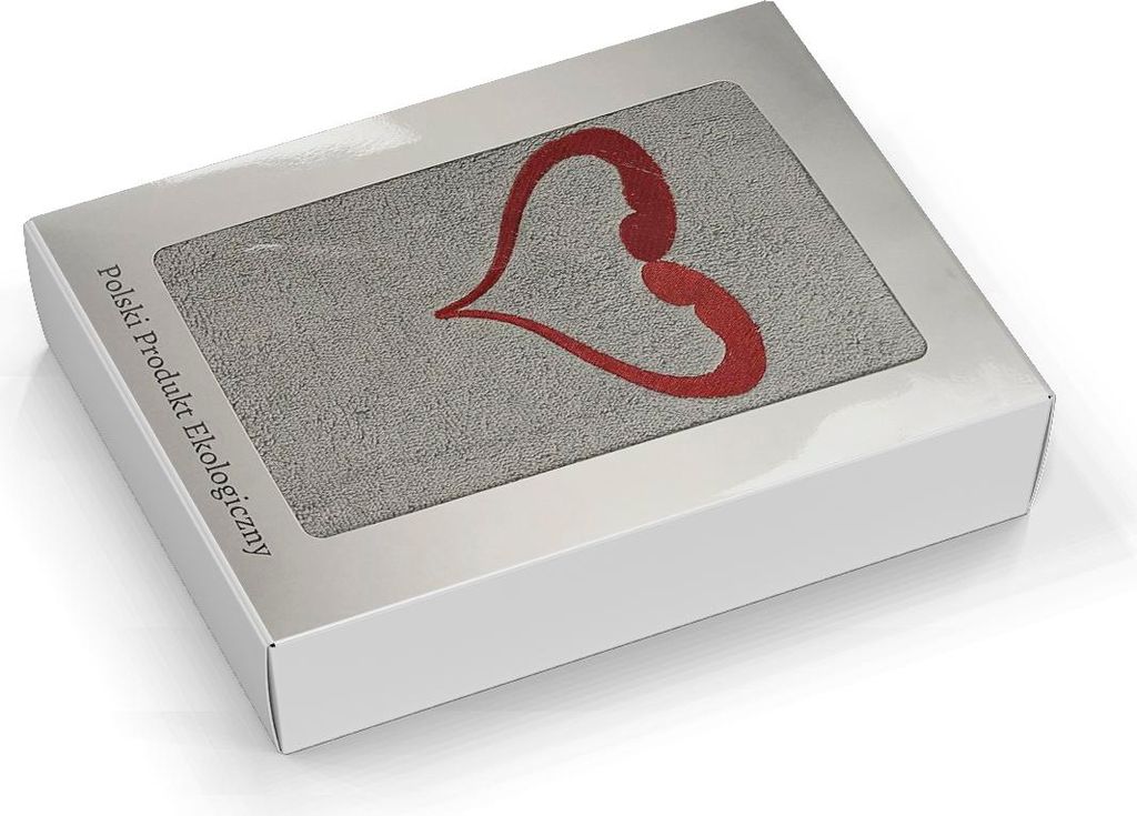 Handtuch Valentinstag 70x140 Grau Herz Rot Box