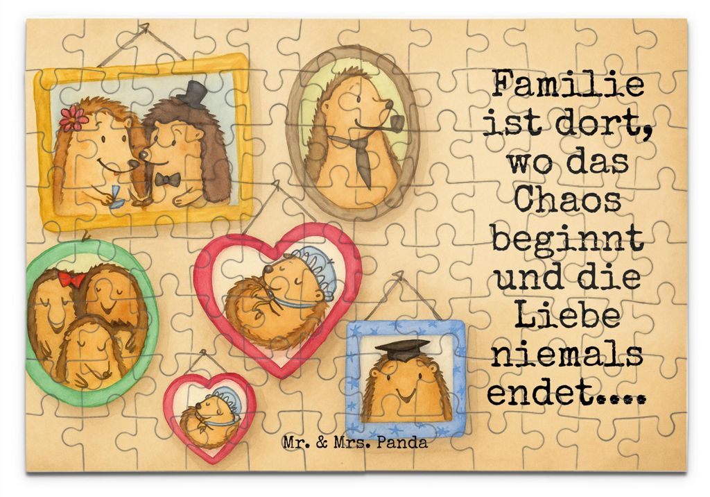 Mr. & Mrs. Panda Puzzle Igel Familie Design 96 Teile - Weiß - Geschenk, Bilder, Mama, Familienfoto, 1000, 500, 1500, 300, 2000, Muttertag