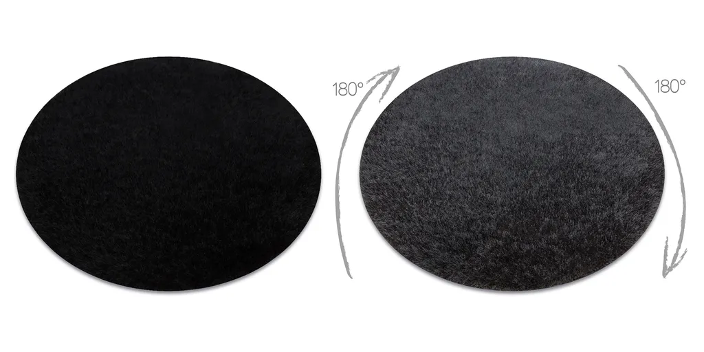 Grand tapis de salon rond noir 200cm shaggy BUENOS pour ambiance cosy - 2