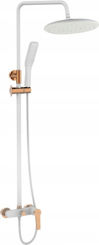 Alanis Säule Duschbatterie Weiss Rotgold