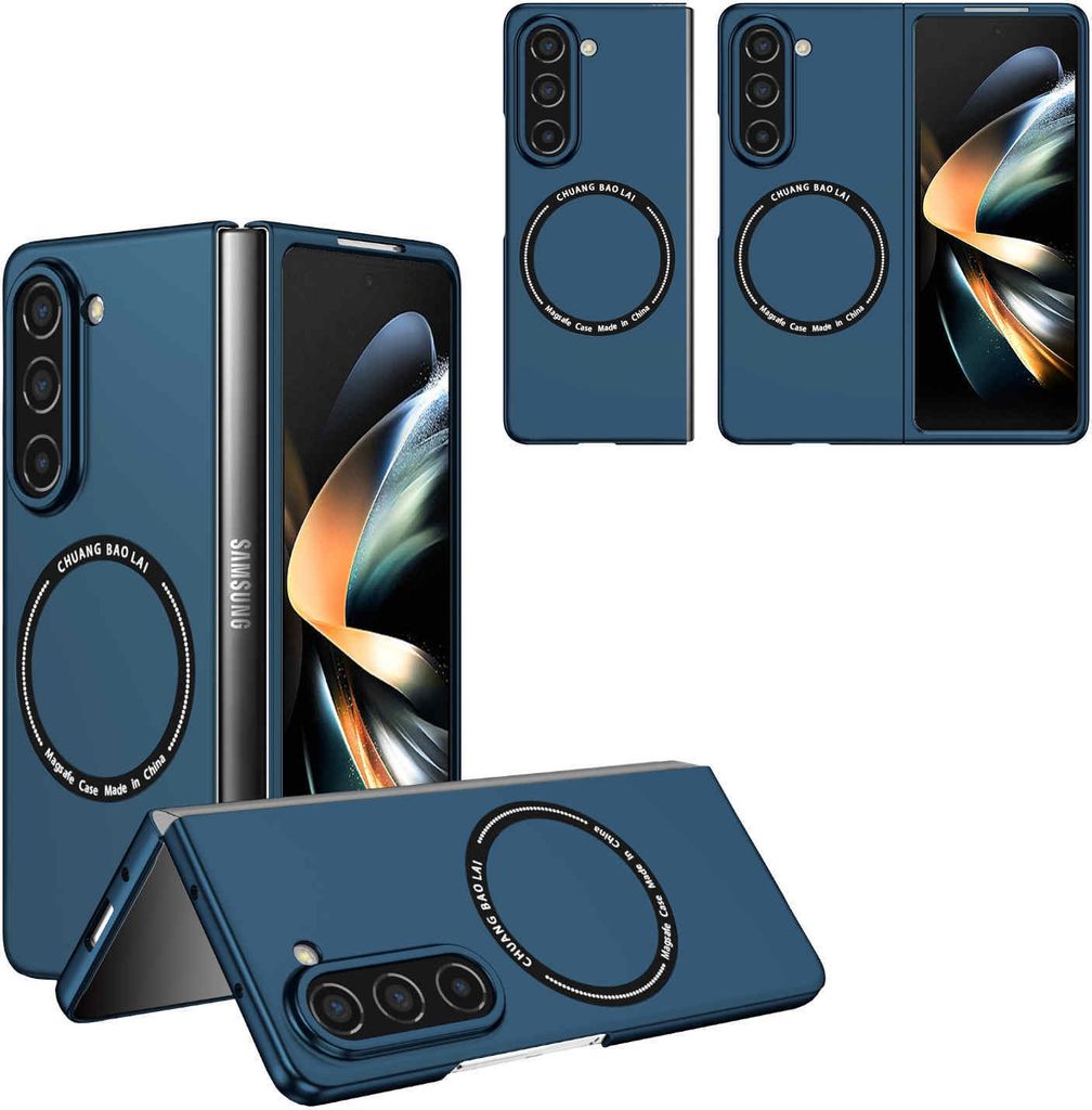 Für Samsung Galaxy Z Fold5 5G Magnet Magsafe Design Handy Tasche Hülle Etuis Blau