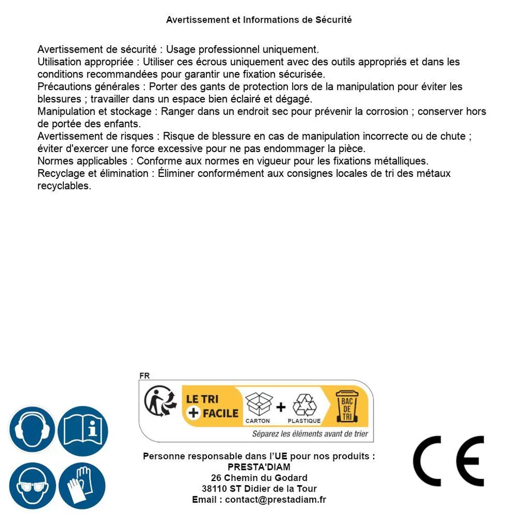 100 Écrous Twolock CS M12 mm en Acier Zingué - Fixation D-Work - 5