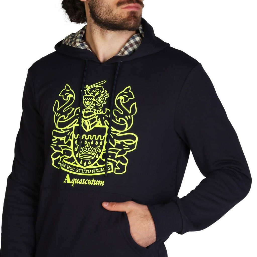 Aquascutum Herren Pullover Sweatshirt mit Rundhalsausschnitt, langarm, Größe:XXL, Farbe:Blau-marine,gelb