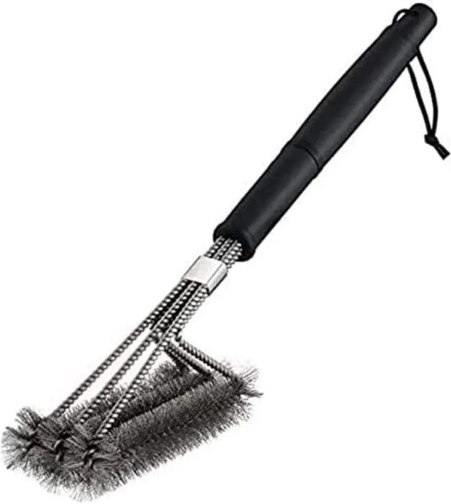 Brosse barbecue acier inoxydable et grattoir robuste noir format 20 cm