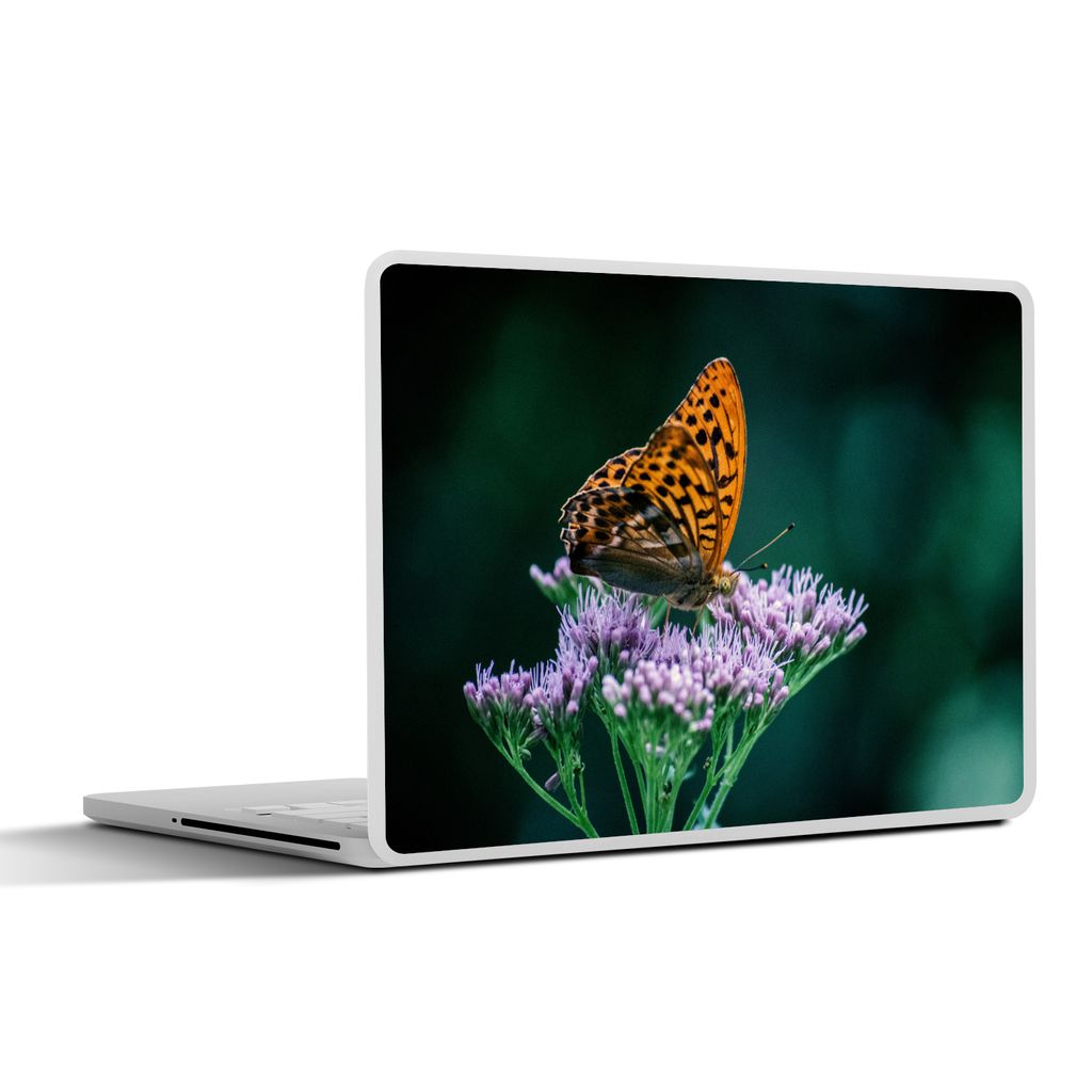 MuchoWow Laptop Aufkleber Sticker Cover Blumen - Schmetterling - Porträt 25x18 cm - Laptop-Deko