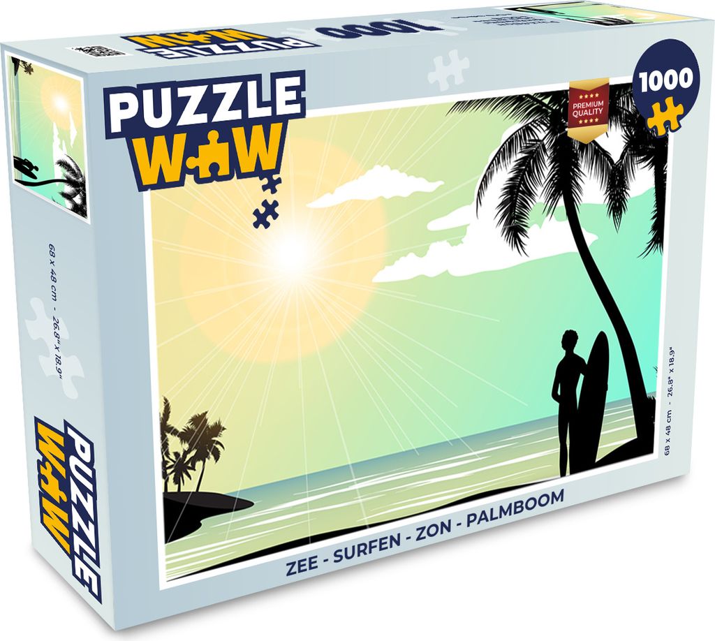 MuchoWow Puzzle 1000 Teile Meer - Surfen - Sonne - Palme - Erwachsene - Rätsel