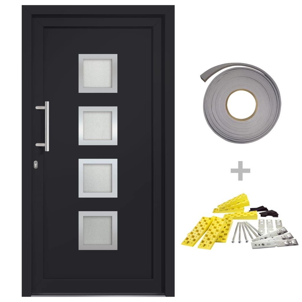 vidaXL Porte d'entrée anthracite 98x190 cm Image du produit 