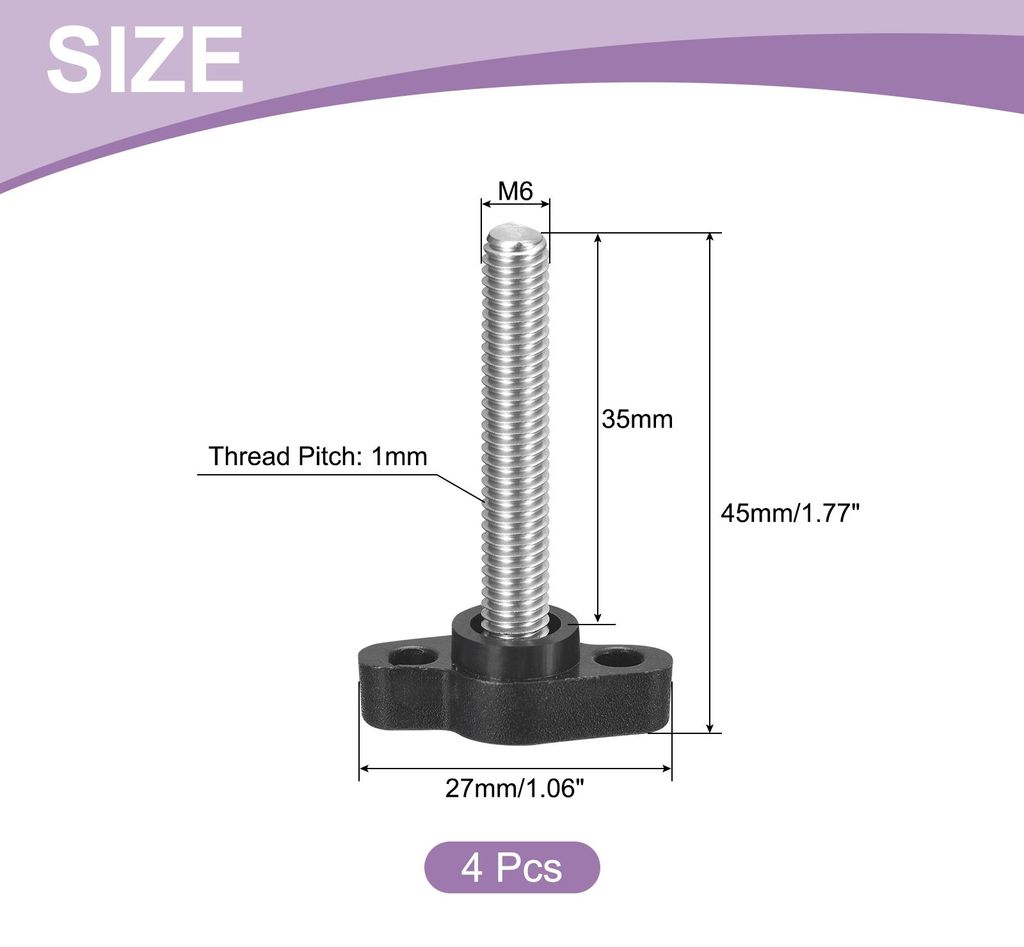 4 Stš¹ck T-Flš¹gelschraube mit Griffen R?ndelschrauben, M6 x 35mm M?nnliche Schraube Knopf 304 Edelstahl R?ndelschraube Daumenschrauben-Griff 2...