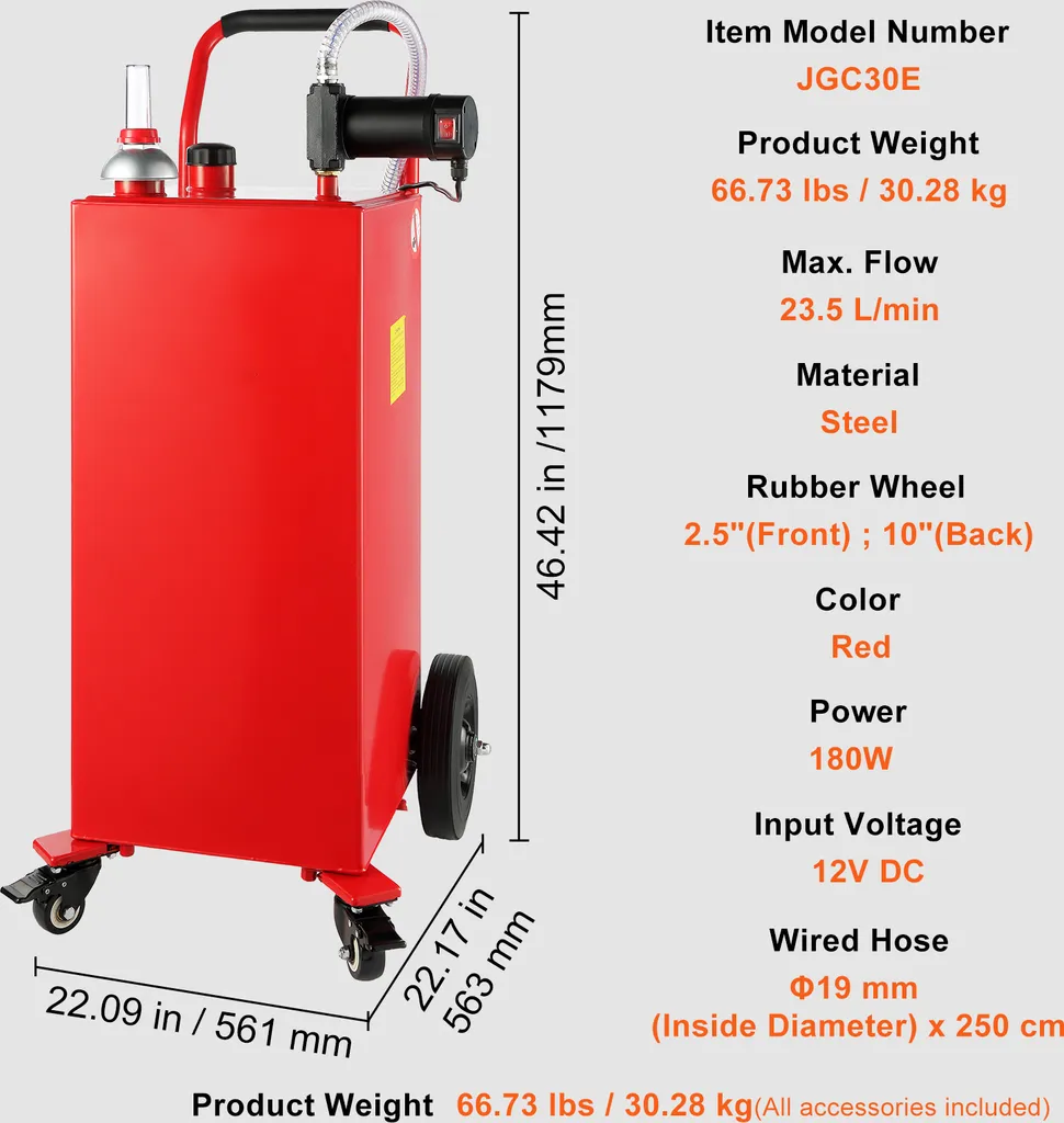 Réservoir Mobile pour Tondeuse et Bateau avec Pompe Électrique 180W - 7