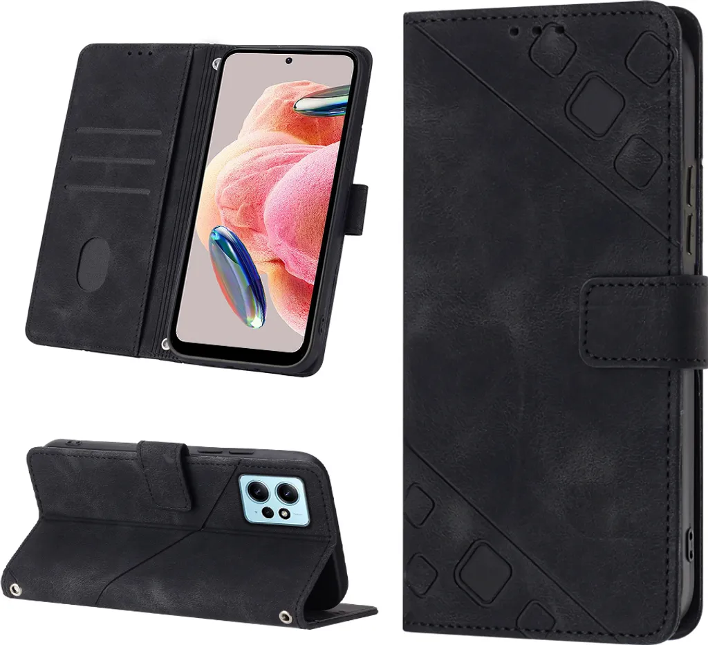 Custodia a Libro Elegante per Redmi Note 12 4G - Nero Classico