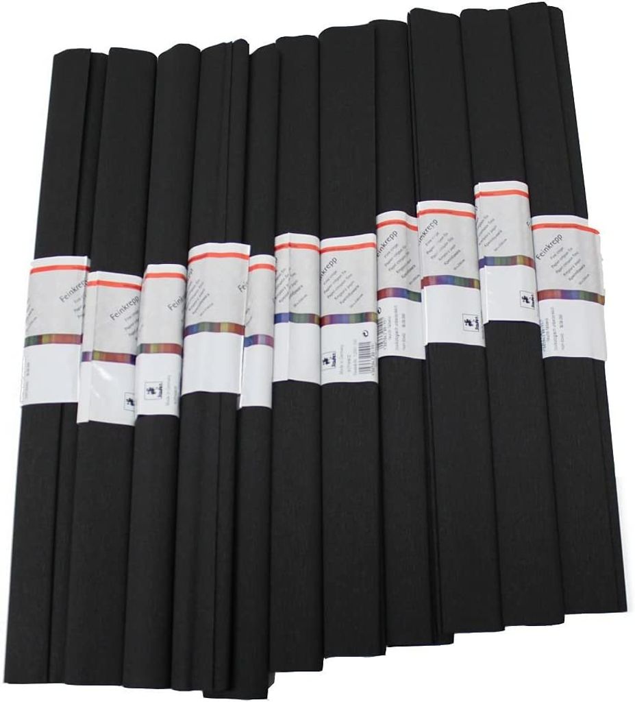 WEROLA Feinkrepp SCHWARZ 10 Rollen 50x250cm Rolle Produktbild 