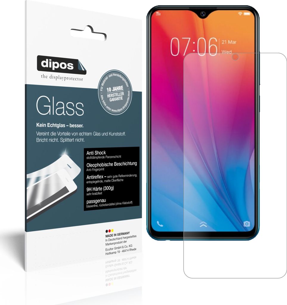 2x Schutzfolie für Vivo Y91C (2020) matt - Anti-Shock 9H Folie dipos Glass Kunststoffglas