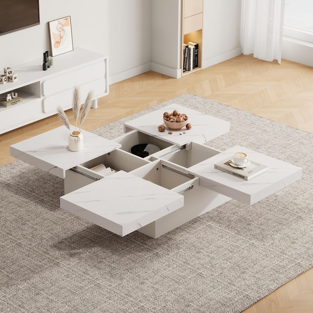 Merax Table basse carrée en marbre, table de salon avec Image du produit 