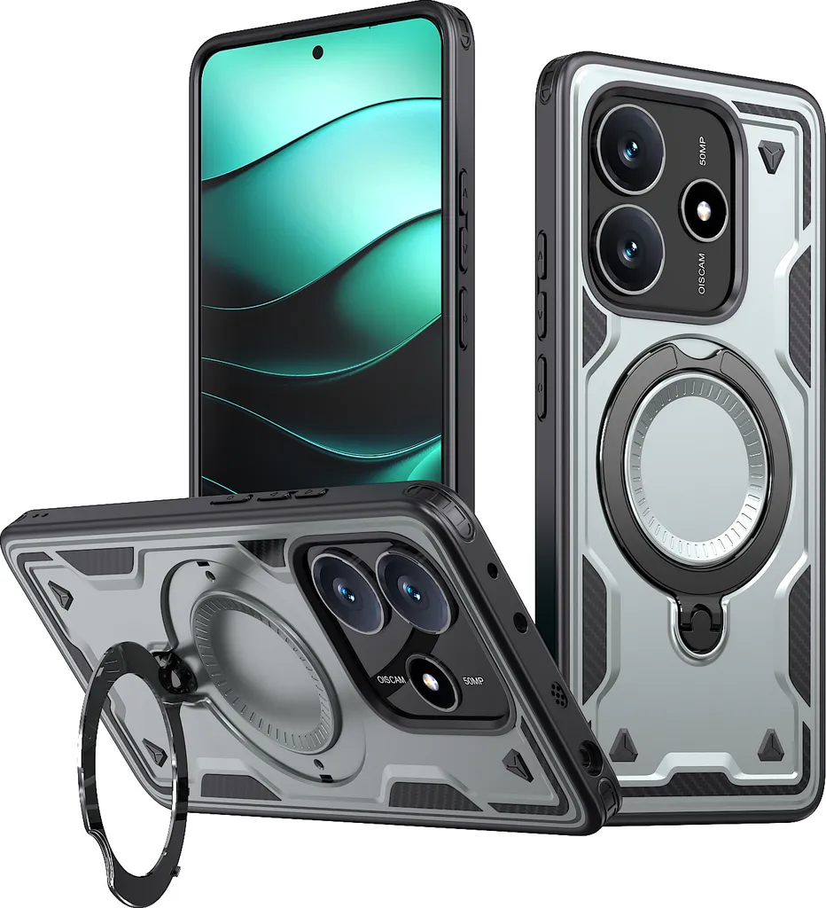 Cover Xiaomi Redmi Note 14 per Auto e Tempo Libero - Grigio Magnetica