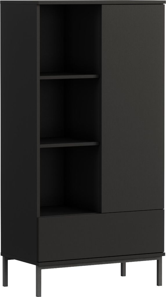 Bücherregal Standregal mit Schublade QUERTY QT03 schwarz 70cm breit