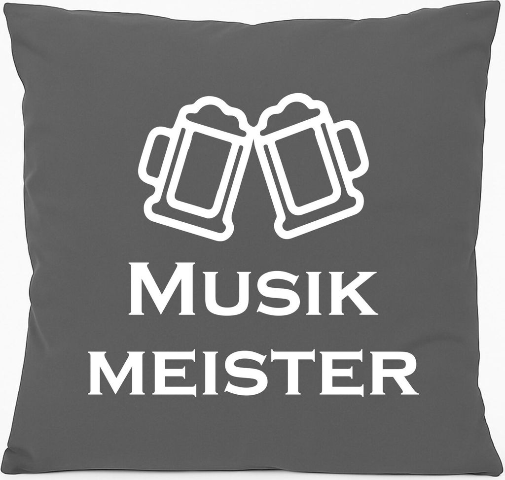 Huuraa Sofakissen Musikmeister Spielmanszug Geschenk 40x40cm mit Füllung Steel Grey Baumwolle Musikmeister Mitbringsel