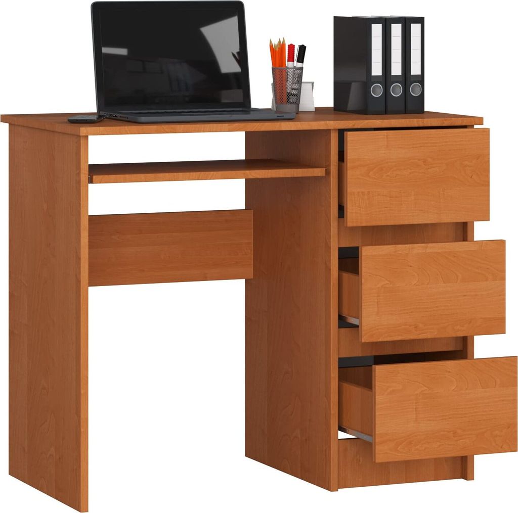 BDW, scrivania per computer con 3 cassetti, cassetto per Immagine del prodotto 