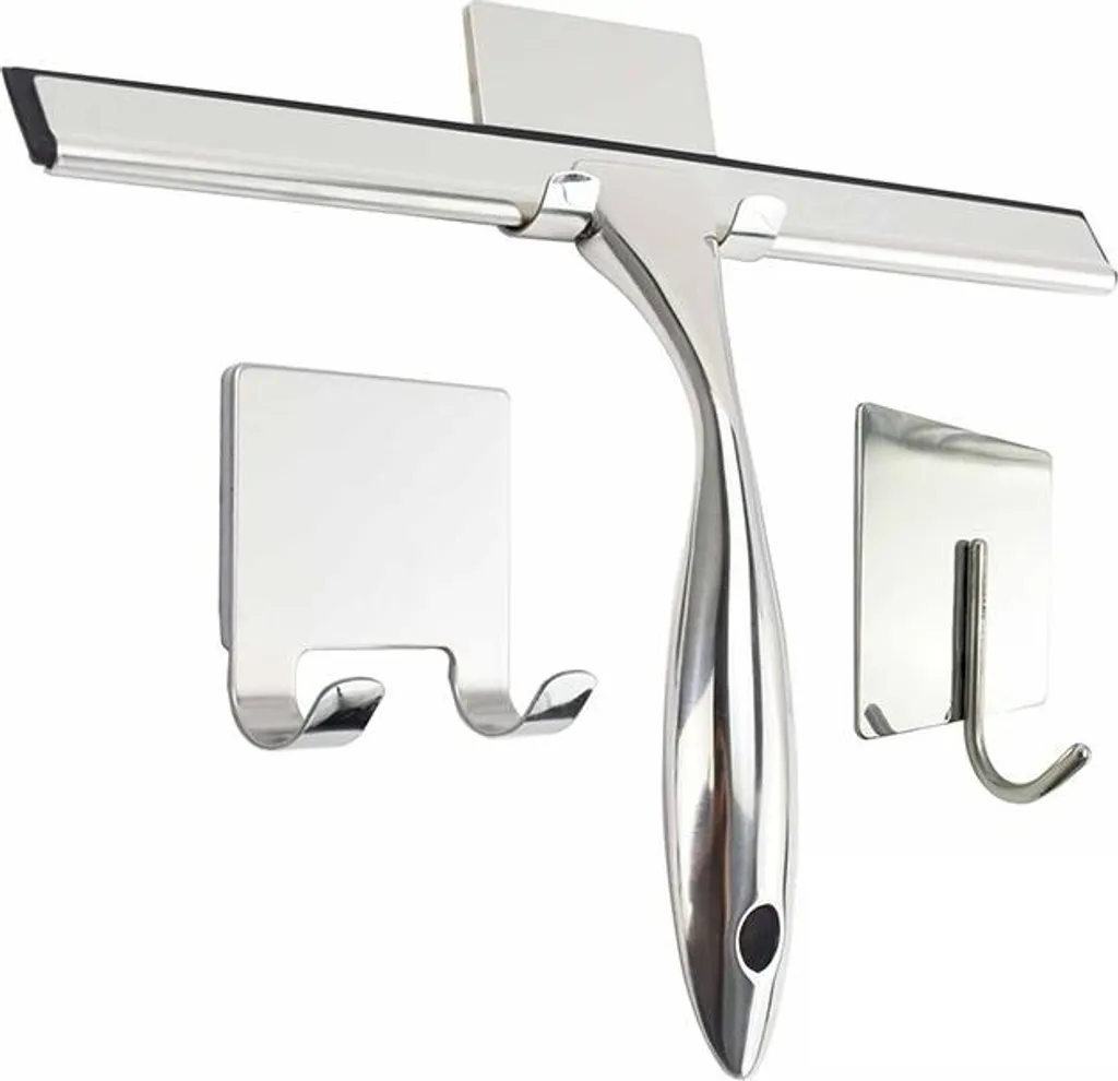 INF Set Tergivetro in Acciaio Inox con Manico Corto e Ganci, Argento, 3 Pezzi 12 Inch