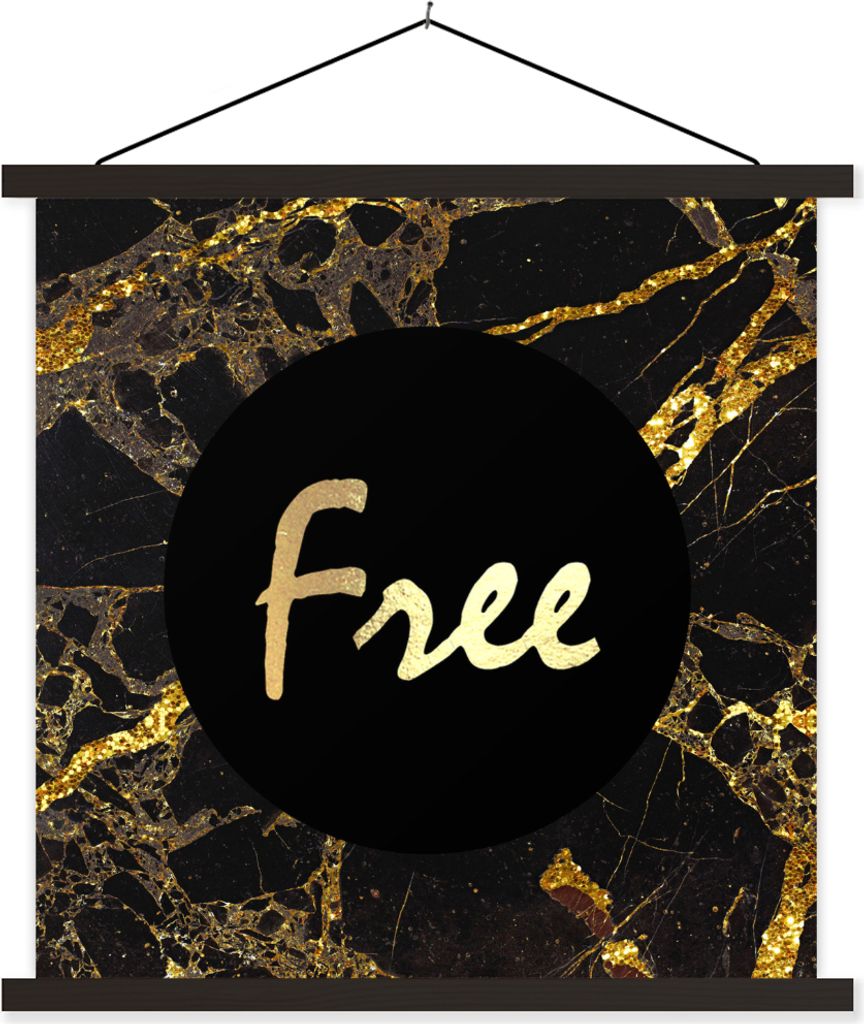 MuchoWow Textilposter Angebot - Frei - Schwarz - Marmor 120x120 cm mit schwarzem Rahmen - Aufhängungsset
