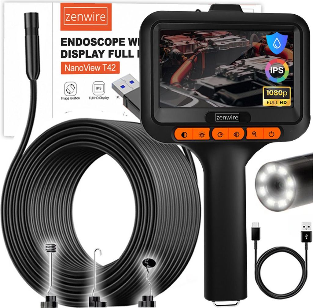 Endoskop Kamera Inspekcyjna Warsztatowa z Wyświetlaczem IPS do Rur USB-C 5m T42 Zenwire