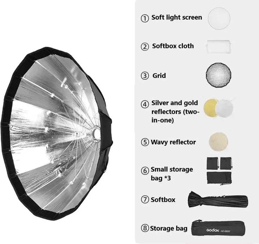 Modeleur de Lumière Softbox Parabolique Argentée pour Flash AD-S85S