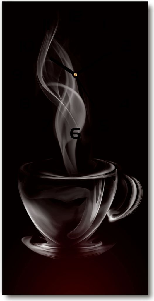 Wanduhr aus Glas – 30x60 cm - Glasbild - Glasuhr - Gehärtetes Glas -Aromatischer Kaffee