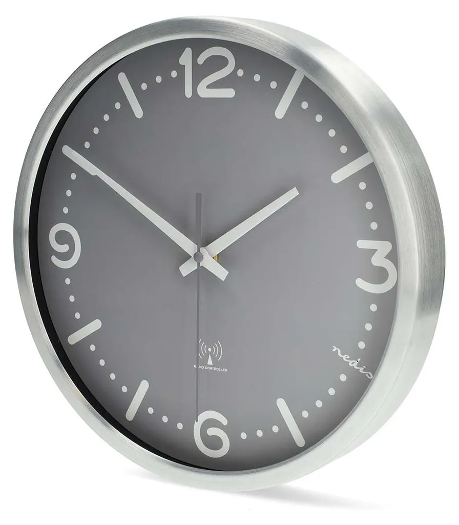 Horloge murale sans tic-tac radiocommandée aluminium gris 300 mm - 2
