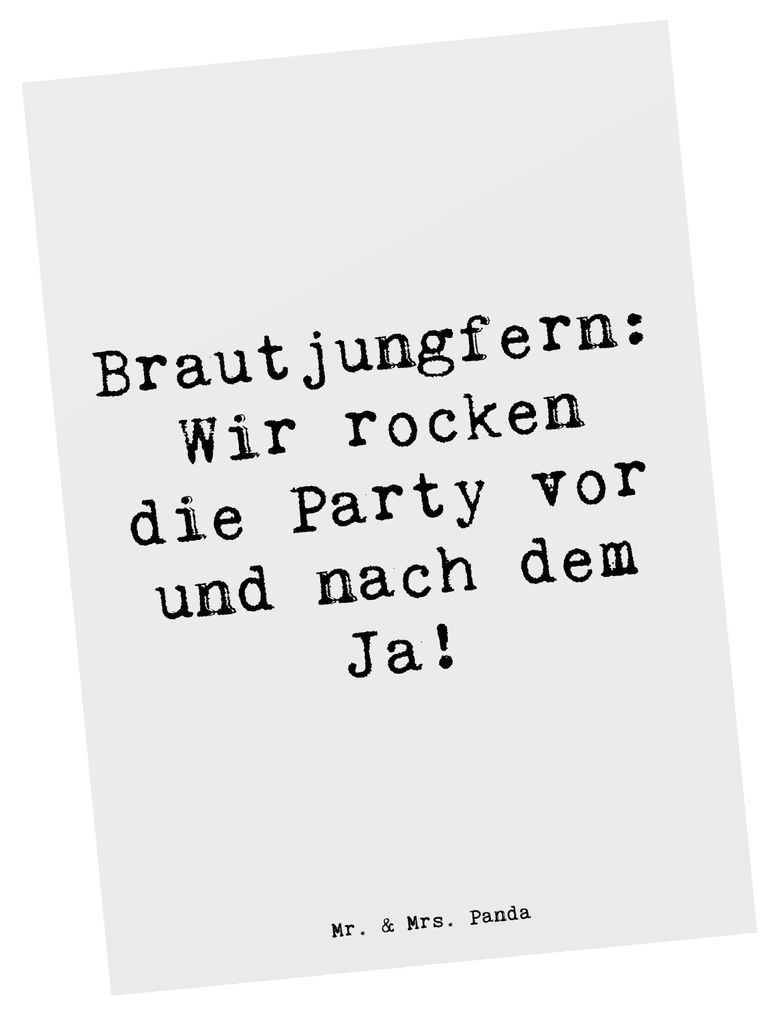 Mr. & Mrs. Panda Postkarte Spruch Brautjungfern Party - Weiß - Geschenk, Freundinnen, Heiraten, Ansichtskarten, Ja, Geschenke, Liebe, einzelkarte,...