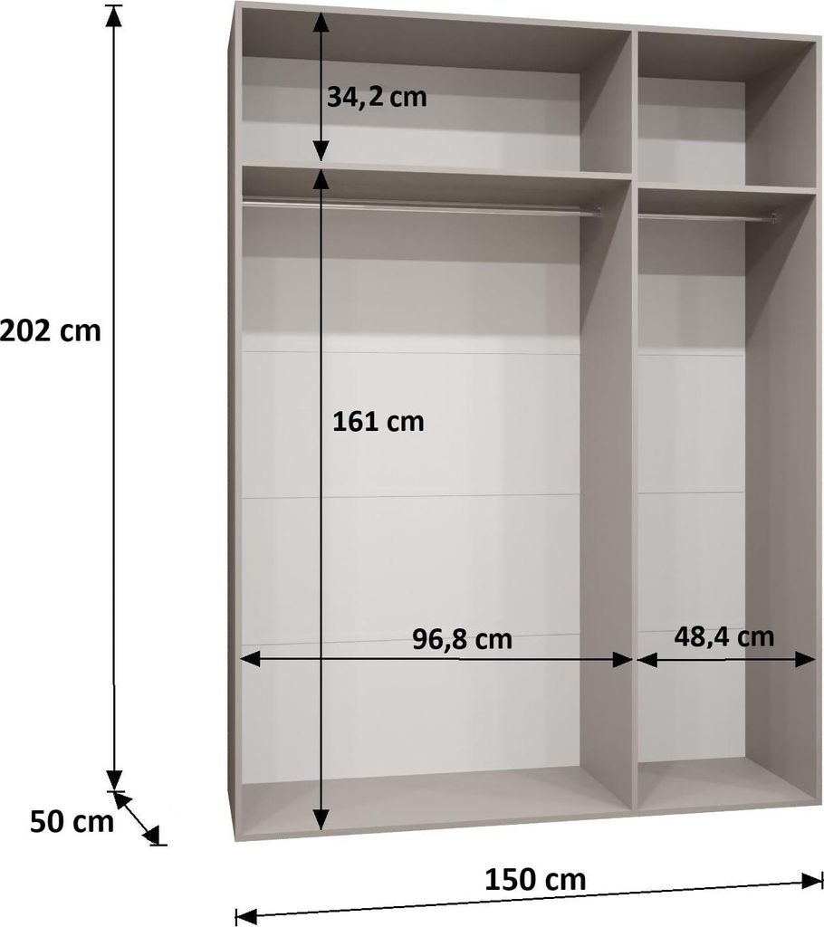 MEBLE KRYSPOL, Kleiderschrank, Schrank 150 cmx202x52, Weiß, Produktbild 