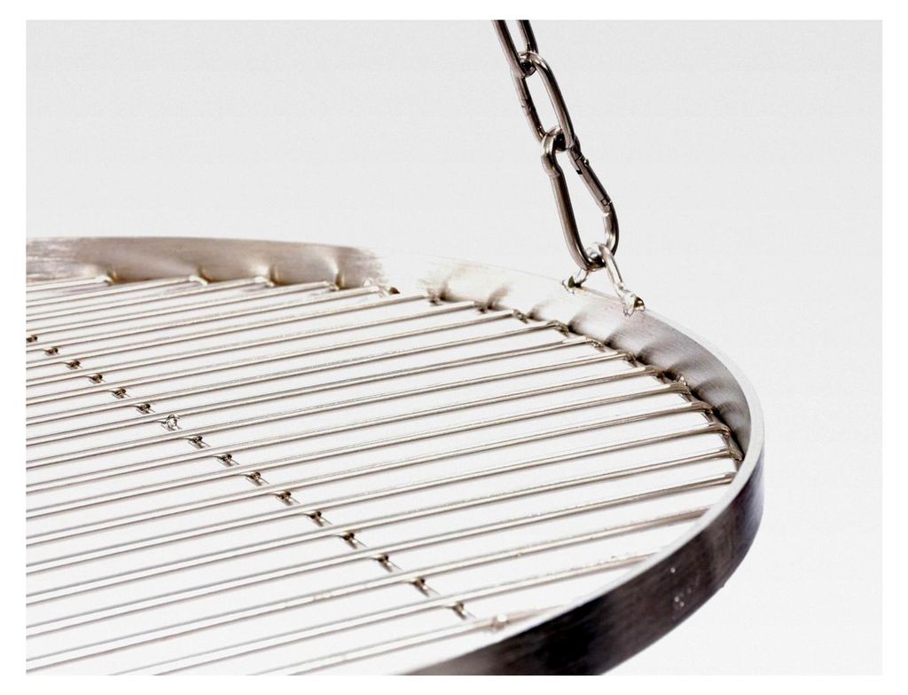 Grillrost 30 cm mit Kette aus Edelstahl für Schwenkgrill oder Drei-Bein-Grill