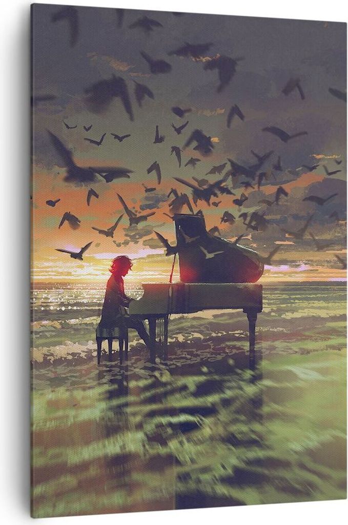 Bild auf Leinwand - Leinwandbild - Einteilig - Klaviermusik - 70x100cm - Wand Bild - Wanddeko - Wandbilder - Leinwanddruck - Kunstdruck - Wanddekor...