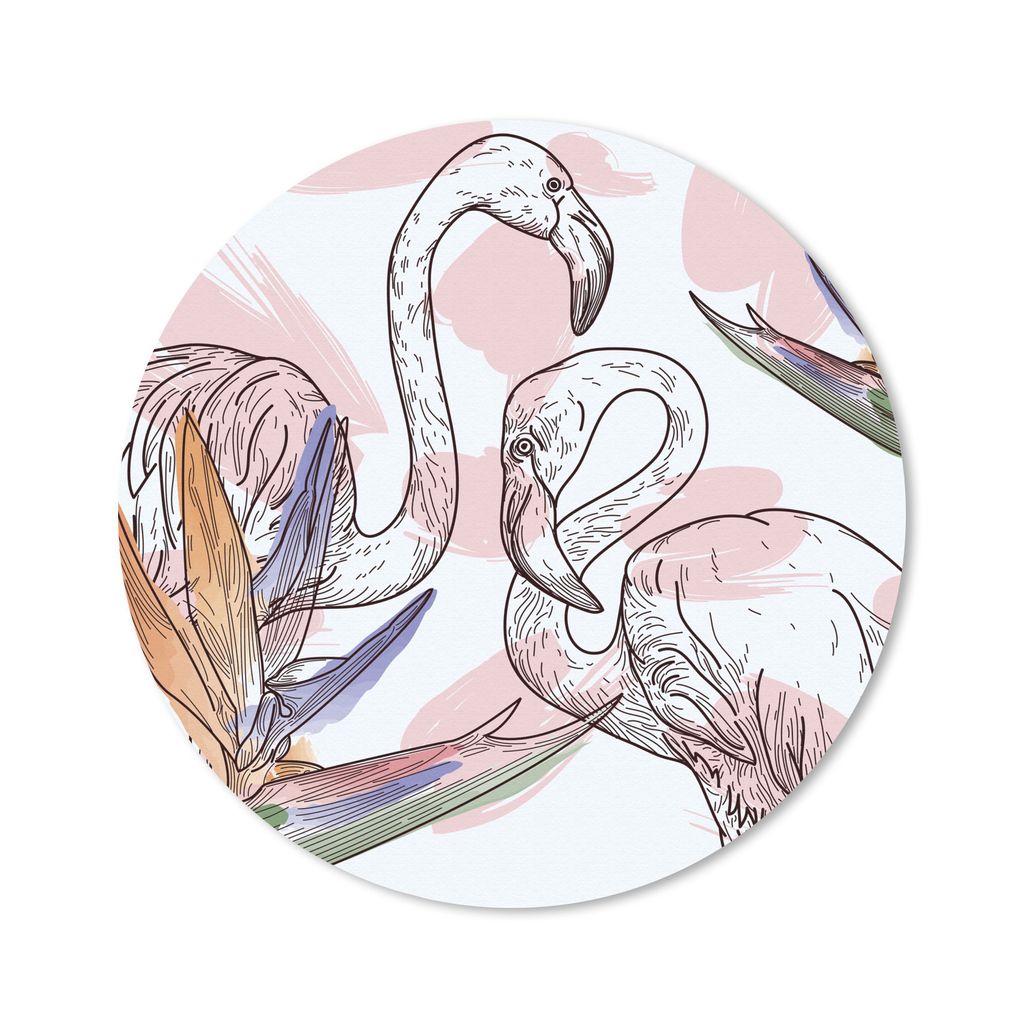 MuchoWow Mauspad Mousepad Vogel - Pflanzen - Flamingo - Muster 40x40 cm - Mousepads - Maus Mat - Pad - Mausunterlage - Schreibtisch Accessoires
