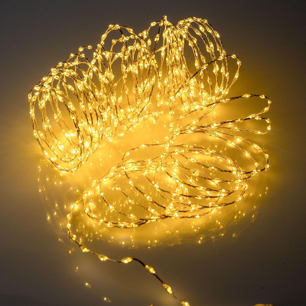 Cadena de luces cálidas y blancas, especialmente densa, con Imagen del producto 