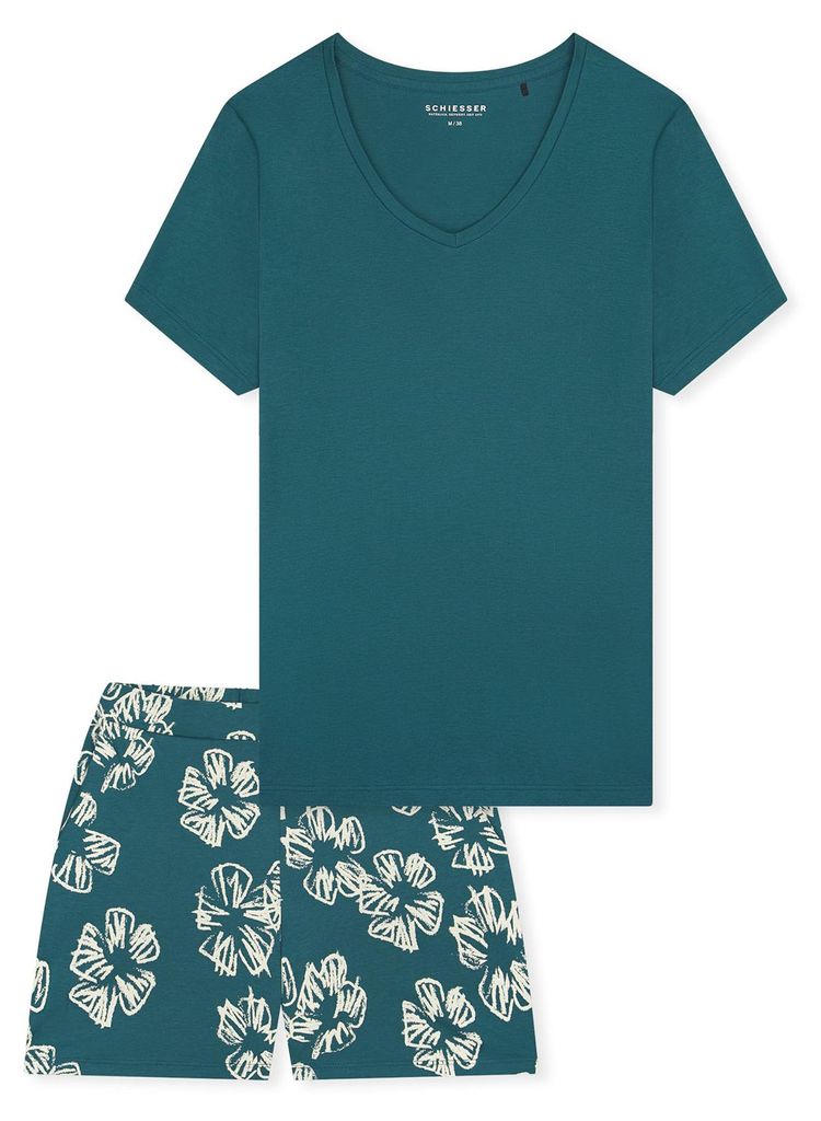 Schiesser Damen Pyjama Modern grün - Größe 38