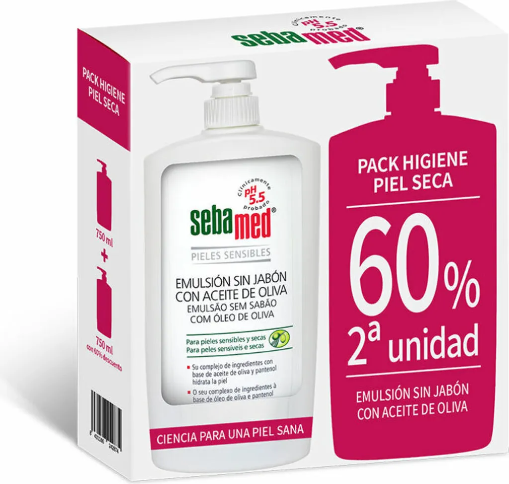 Sebamed Gel Douche Sans Savon à l'Huile d'Olive Duo de 2 x 750ml
