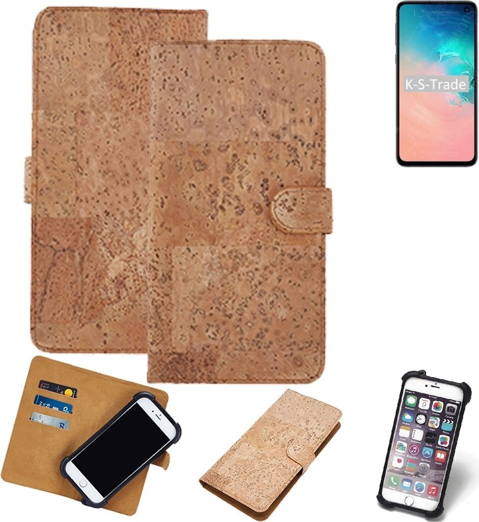 K-S-Trade Hülle kompatibel mit Samsung Galaxy S10e Exynos Kork Handyhülle Cover Schutzhülle TPU Case Bumper in Hellbraun, (1x)
