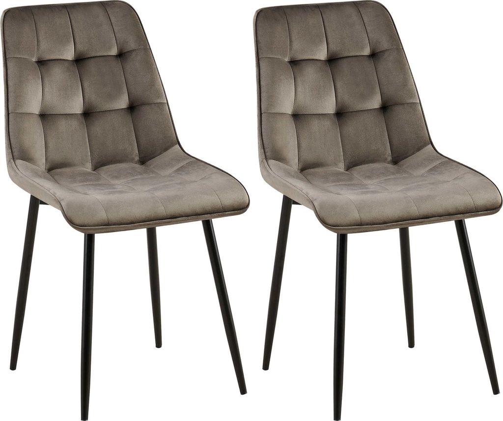2er Set Esszimmerstuhl DARID - Samt Anthrazit 47x61x89 cm | Essstühle Esszimmerstühle Küchenstühle Wohnzimmerstühle
