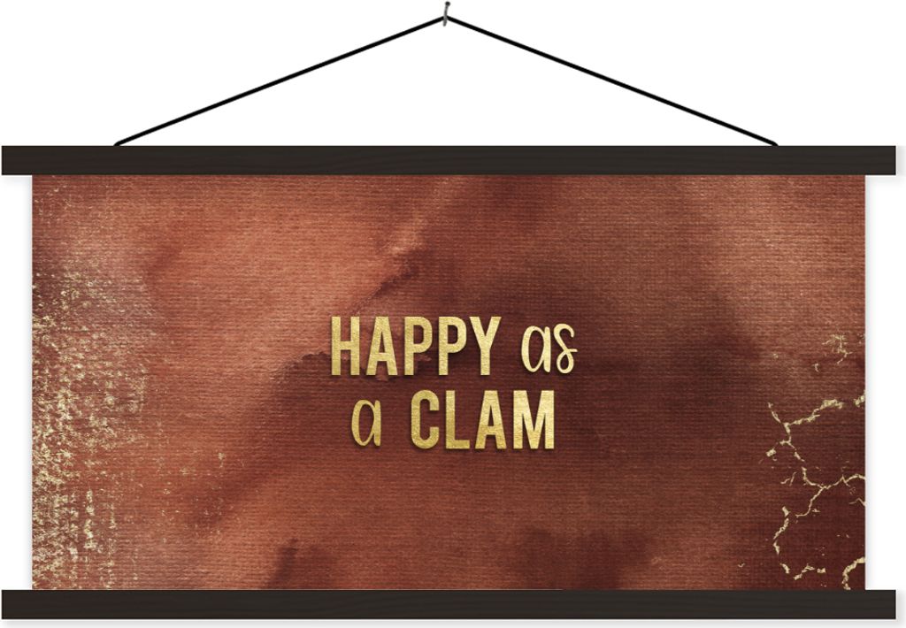 MuchoWow Textilposter Zitat - Muschel - Gold - Roségold 60x30 cm mit schwarzem Rahmen - Textilien