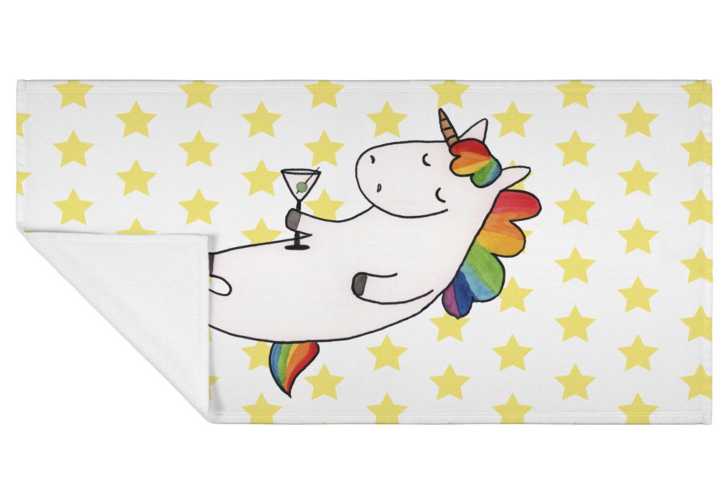 Mr. & Mrs. Panda Handtuch Einhorn Cocktail - Weiß - Geschenk, Freundin, 50x100, Unicorn, gesichtstuch, Frotteehandtuch, kleines, Spruch, Flauschtu...