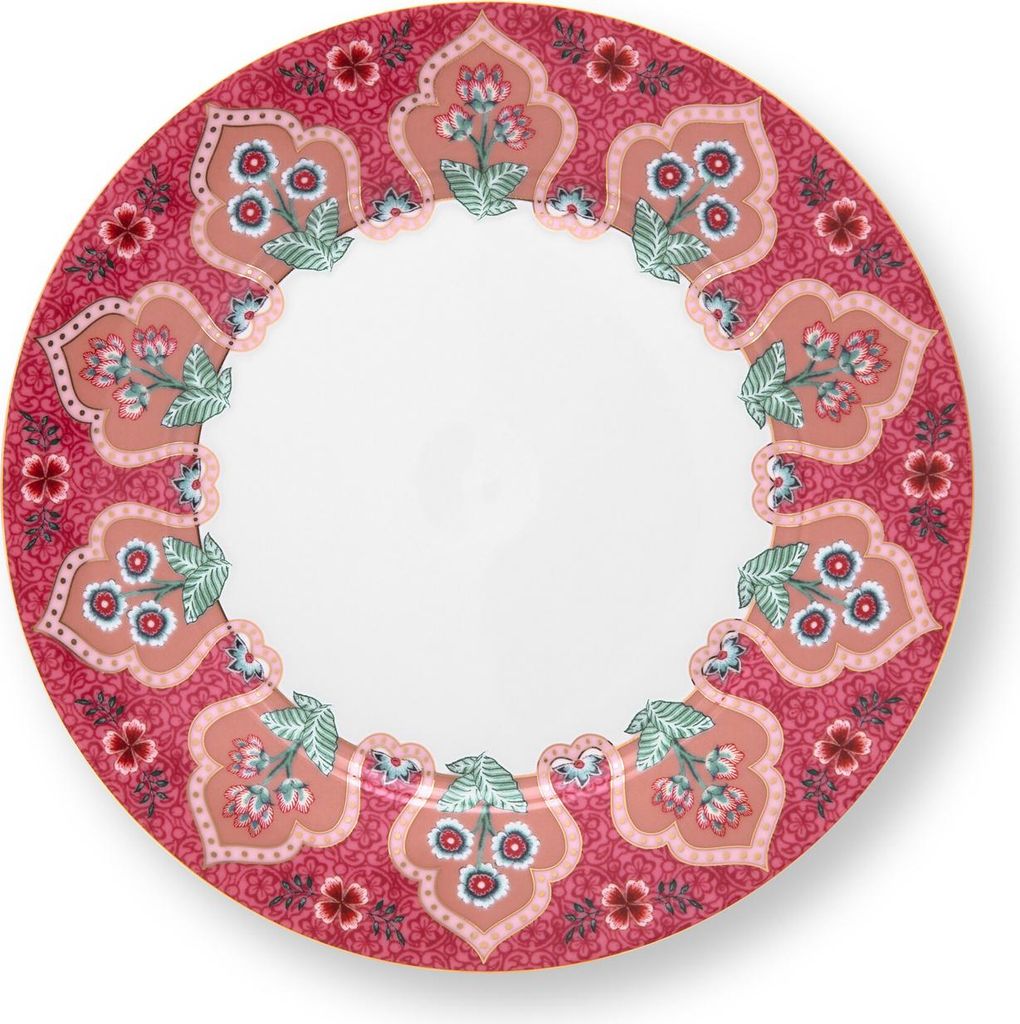 Pip Studio Dessertteller Flower Festival Dark Pink 21 cm